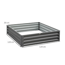 Acheter STILVORA Carré potager 120/120/30 cm gris clair aus acier galvanisé avec fond ouvert