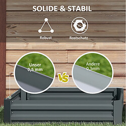 STILVORA Carré potager 100/100/30 cm gris foncé en acier lot de 2 pour extérieur pas cher