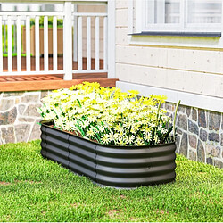Avis STILVORA Carré potager 150/62/30 cm gris foncé en acier galvanisé à fond ouvert
