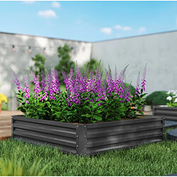 Avis STILVORA Carré potager 120/120/30 cm gris clair aus acier galvanisé avec fond ouvert