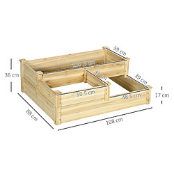 Avis STILVORA Bac potager surélevé 108/88/36 cm bois naturel en bois à 3 niveaux