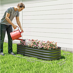 Acheter STILVORA Carré potager 150/62/30 cm gris foncé en acier galvanisé à fond ouvert