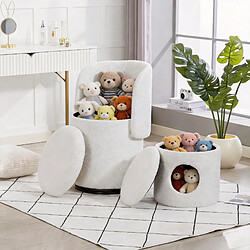 Acheter MIVRAY Fauteuil tonneau pivotant, rangement intégré, teddy blanc 42x42x75 cm