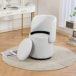 Avis MIVRAY Fauteuil tonneau pivotant, rangement intégré, teddy blanc 42x42x75 cm