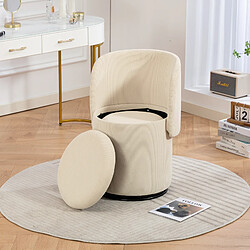 Avis MIVRAY Fauteuil tonneau pivotant, rangement intégré, velours côtelé beige 42x42x75 cm