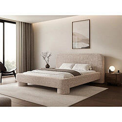 Acheter SELSEY - Lit rembourré avec coffre Fredo - 160x200 cm - tissu tressé Beige