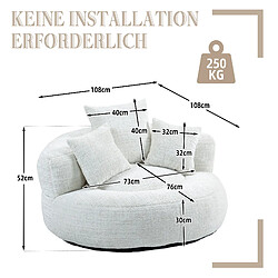 MIVRAY Fauteuil lounge, accoudoirs confortables chenille beige, 108x108x52 cm pas cher