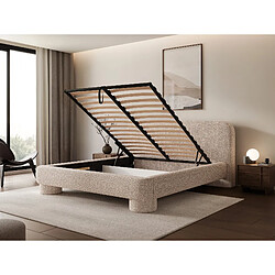 Avis SELSEY - Lit rembourré avec coffre Fredo - 160x200 cm - tissu tressé Beige