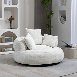 Avis MIVRAY Fauteuil lounge, accoudoirs confortables chenille beige, 108x108x52 cm