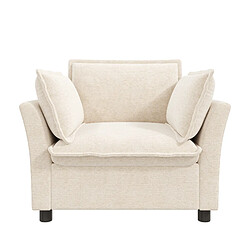 Acheter MIVRAY Fauteuil avec accoudoirs, 2 coussins confort, chenille beige, 90x81x87 cm