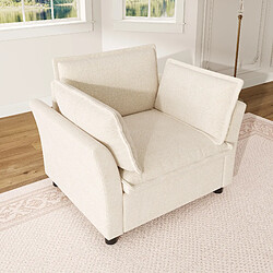 Avis MIVRAY Fauteuil avec accoudoirs, 2 coussins confort, chenille beige, 90x81x87 cm