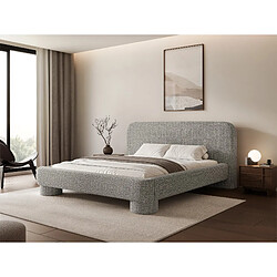 Acheter SELSEY - Lit rembourré avec coffre Fredo - 140x200 cm - tissu tressé Gris