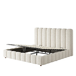 HAUSS SPOLE Lit coffre 200 × 200 cm, lit double avec rangement hydraulique et tête capitonnée, structure stable, idéal pour chambre moderne, sans matelas pas cher