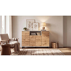 Stiv-Meubles Commode Blanc + Chêne Wotan 120 cm 4 Portes - Meuble TV Moderne pour Salon et Chambre - Buffet de Rangement Design pas cher