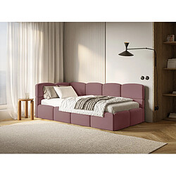 Avis SELSEY - Lit ado CLOUDY – Velours – Rose – Tête de lit à gauche – 90x200 cm