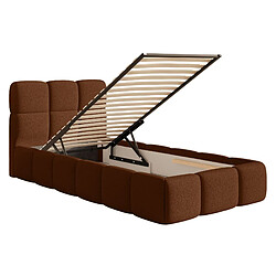 Acheter SELSEY - Lit rembourré avec coffre CLOUDY – Chenille – Cuivre – 90x200 cm