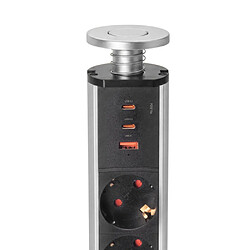 Acheter Emuca 5021825 Colonne multiprise rétractable - 3 Schuko - USB-A + 2 USB-C - Gris métal