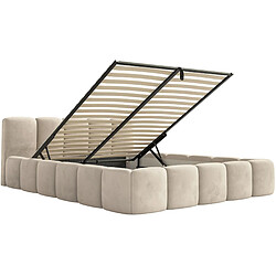 Acheter SELSEY - Lit rembourré avec coffre CLOUDY LOW – Velours – Beige clair – 120x200 cm