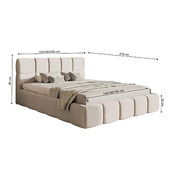 SELSEY - Lit rembourré avec coffre CLOUDY – Velours – Gris – 140x200 cm pas cher