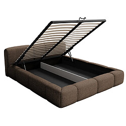 Acheter SELSEY - Lit coffre BOWIA – Peluche – Marron clair – 140x200 cm