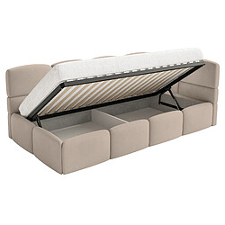 Acheter SELSEY - Lit ado CLOUDY – avec matelas – Velours – Beige – Tête de lit à droite – 90x200 cm