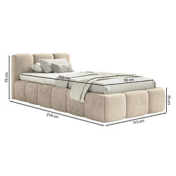 SELSEY - Lit rembourré avec coffre CLOUDY LOW – Velours – Bleu clair – 90x200 cm pas cher