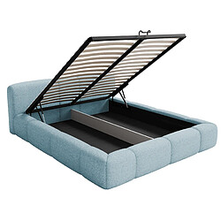 Acheter SELSEY - Lit coffre BOWIA – Peluche – Bleu – 140x200 cm