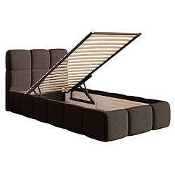 Acheter SELSEY - Lit rembourré avec coffre CLOUDY – Maille bouclée – Marron – 90x200 cm