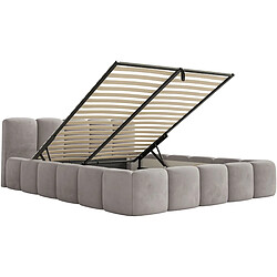 Acheter SELSEY - Lit rembourré avec coffre CLOUDY LOW – Velours – Gris clair – 120x200 cm