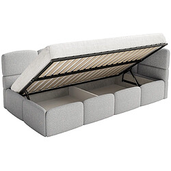 Acheter SELSEY - Lit ado CLOUDY – avec matelas & coffre – Maille bouclée – Gris clair – Tête de lit à droite – 120x200 cm