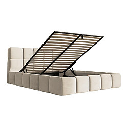 Acheter SELSEY - Lit rembourré avec coffre CLOUDY – Velours – Beige clair – 120x200 cm
