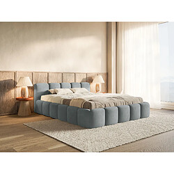 Avis SELSEY - Lit rembourré avec coffre CLOUDY LOW – Velours – Gris – 120x200 cm