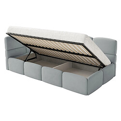 Acheter SELSEY - Lit ado CLOUDY – avec matelas & coffre – Velours – Gris – Tête de lit à gauche – 120x200 cm