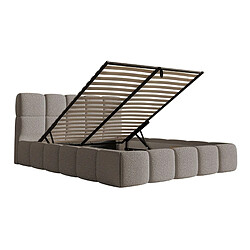 Acheter SELSEY - Lit rembourré avec coffre CLOUDY – Maille bouclée – Gris – 120x200 cm