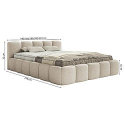 SELSEY - Lit rembourré avec coffre CLOUDY LOW – Maille bouclée – Gris clair – 120x200 cm pas cher
