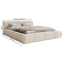 SELSEY - Lit rembourré BOWIA – Peluche – Beige clair – 200x200 cm pas cher