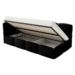 Acheter SELSEY - Lit ado CLOUDY – Velours – Noir – Tête de lit à gauche – 90x200 cm
