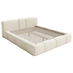 Acheter SELSEY - Lit rembourré BOWIA – Peluche – Beige clair – 200x200 cm