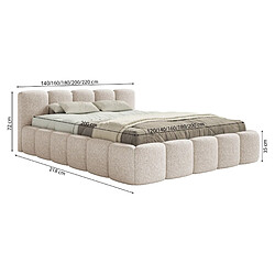 SELSEY - Lit rembourré avec coffre CLOUDY LOW – Chenille – Gris clair – 120x200 cm pas cher
