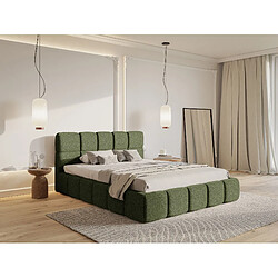 Avis SELSEY - Lit rembourré avec coffre CLOUDY – Chenille – Vert olive – 120x200 cm