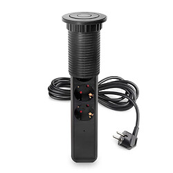 Emuca Tour multiprise escamotable - 3 prises Schuko + 1 USB-A + 2 USB-C - Noir pas cher