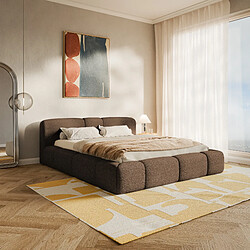Avis SELSEY - Lit coffre BOWIA – Peluche – Marron clair – 140x200 cm