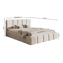 SELSEY - Lit rembourré avec coffre CLOUDY – Chenille – Gris clair – 120x200 cm pas cher