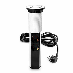 EMUCA Tour de prises rétractable EMLCA - 3 Schuko + 1 USB-A + 2 USB-C - Blanc - 1,8 m pas cher