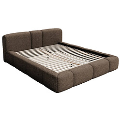 Acheter SELSEY - Lit rembourré BOWIA – Peluche – Marron clair – 140x200 cm