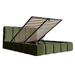 Acheter SELSEY - Lit rembourré avec coffre CLOUDY – Chenille – Vert olive – 120x200 cm