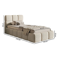 SELSEY - Lit rembourré avec coffre CLOUDY – Maille bouclée – Marron – 90x200 cm pas cher