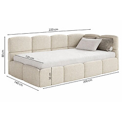 SELSEY - Lit ado CLOUDY – avec matelas & coffre – Maille bouclée – Gris clair – Tête de lit à droite – 120x200 cm pas cher