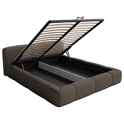 Acheter SELSEY - Lit coffre BOWIA – Maille bouclée – Marron – 140x200 cm