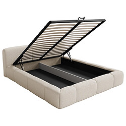 Acheter SELSEY - Lit coffre BOWIA – Maille bouclée – Beige clair – 160x200 cm